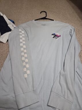 Vans Light Blue Long-Sleeve Checkerboard Tee